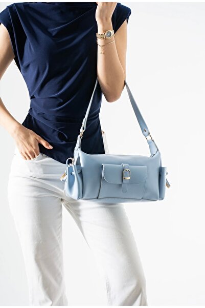 grand coco Women's Stylishly Designed Baby Blue Hand and Shoulder Bag with Po...