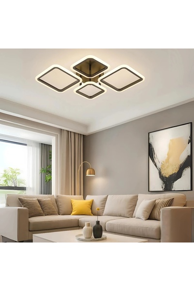 Elektroyou MS73005-2+2 Modern 3 Renk Ledli Plafonyer Siyah Lüks Modern 4'Lü L...
