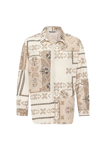 S13 Store Ethnic Patterned Oversize Shirt