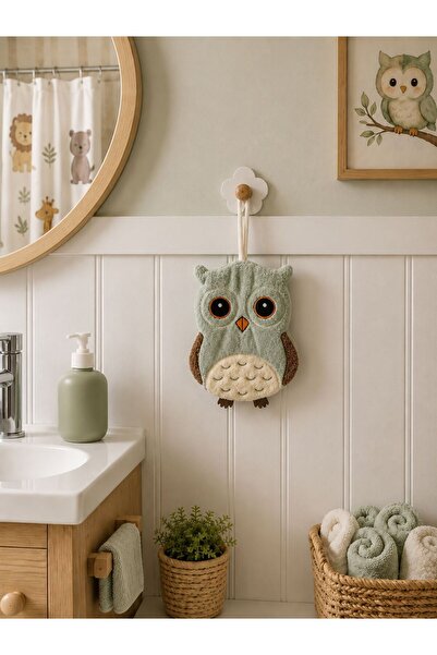 Havlum Baykuş Şekilli Asılabilir El Havlusu Çocuk Banyo Havlusu