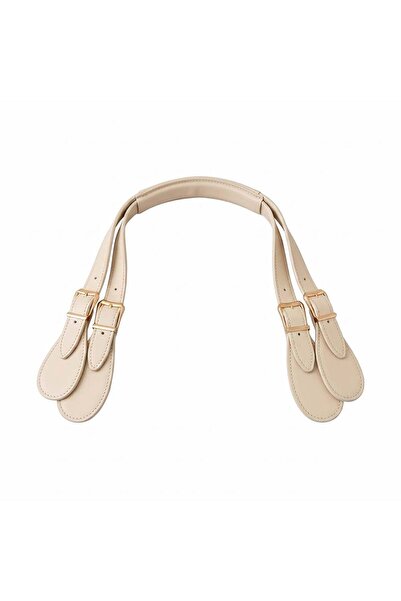 Ritzz Adjustable Leather Bag Handle (Pair) with Gg / Gold Accessories - Cream