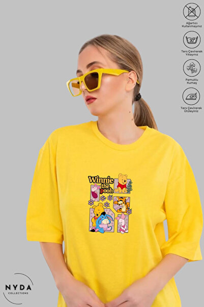 Nyda Collections Unisex Crew Neck Winnie The Pooh εμπριμέ βαμβακερό μπλουζάκι...