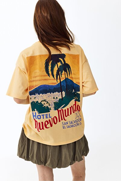 H&M Baskılı Oversize Tişört