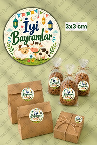 sanatıbedi Mutlu Bayramlar Yazılı Kurban Bayramı Sticker Seti - Kargo Ambalaj...