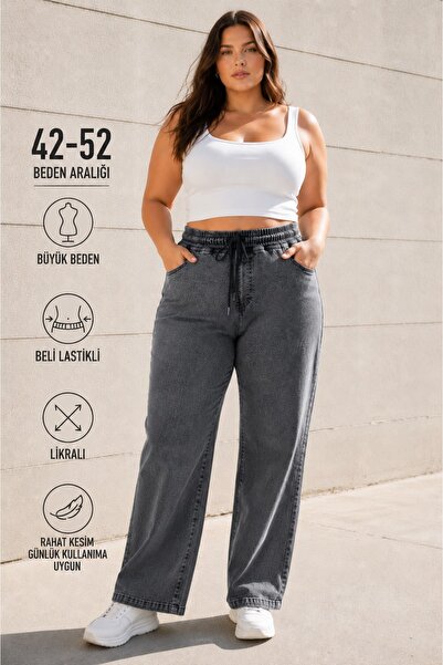 ASSO Plus Size High Waist Loose Pants with Elastic Waistband