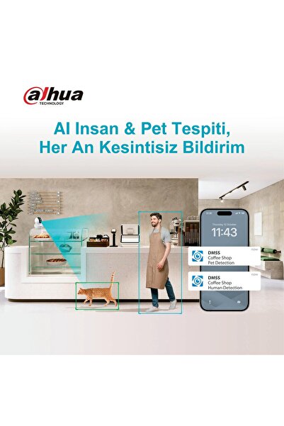 DAHUA Hero H3F Akıllı Wifi Kamera Yapay Zeka 2K Gece Görüşü 360 Bebek Kamerası