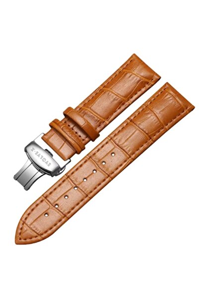 Evolve-x ® leather smartwatch strap, 20mm, Quick release system, butterfly me...