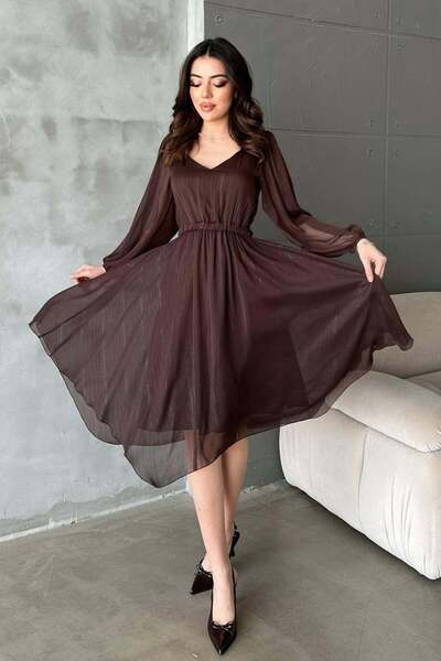 ozelia Brown Sparkly Asymmetrical Dress