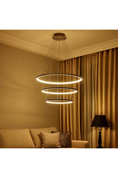 HAMER Modern Silver Ceiling Light with Yellow Light – 75W – 40+60+80 cm