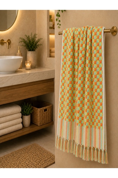 home of buldan 100% Cotton Authentic Chickpea Patterned Soft Bath Towel Green...