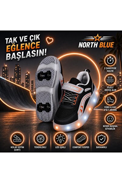 NorthBlue Ledli Tekerlekli çocuk paten spor ayakkabı
