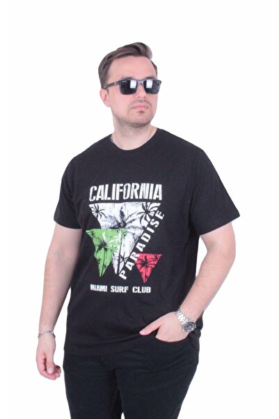 Starbattal Men's Oversized Crew Neck T-Shirt Paradise 26153 Black