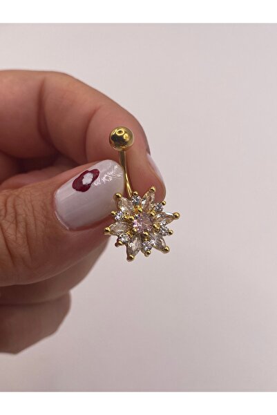 kurukafagift Çiçek Tasarımlı Çelik Göbek Piercing