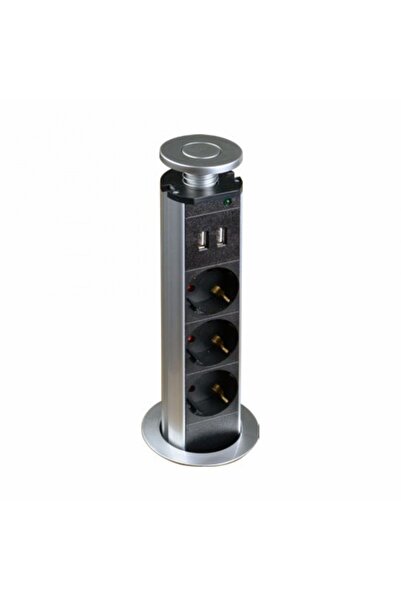 SANITEXPERT Priză Turn Încastrabilă SNT1481, 3 Posturi Schuko, 2xUSB, Cablu 2...