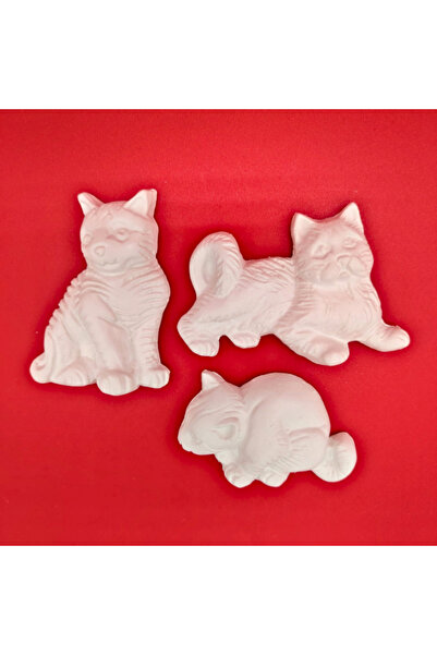 CREATIVITATEPLUS Set 3 figurine din ipsos Pisici, 8.5x6cm