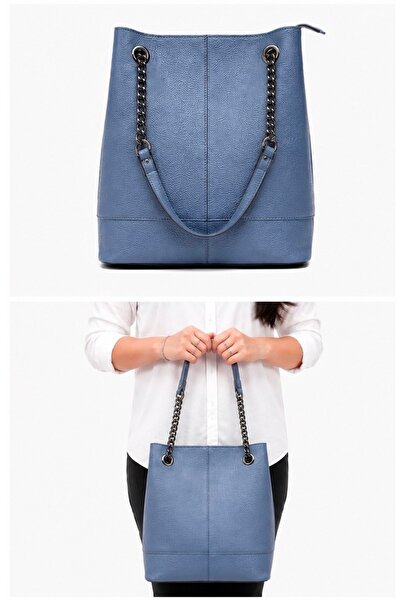 Bags Italia Geanta dama albastra din piele, model elegant si modern