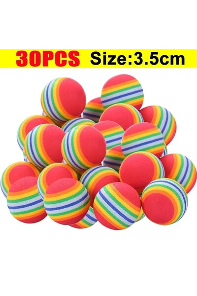 Choice S 30PCS 10-30Pc Colorful Cat Toy Ball EVA Bite-Resistant Elastic Rainb...
