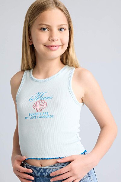 DeFacto Crew Neck Printed White Undershirt for Girls H7265A826Hs