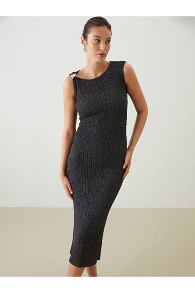 LC Waikiki Figurbetontes Kleid mit Rundhalsausschnitt und Kordelzug