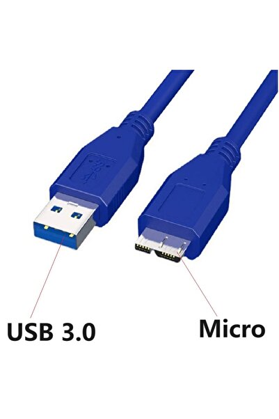 choice2 كابل USB 3.0 مايكرو B أزرق بطول 0.5 متر، كابل قرص صلب خارجي بسرعة 5 ج...