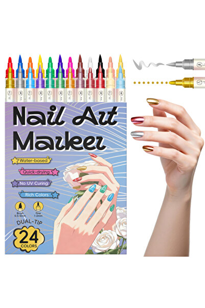 Choice1 24 Colors Dual-Ended Nail Art Pens, Available in 12 or 24 Colors, wit...