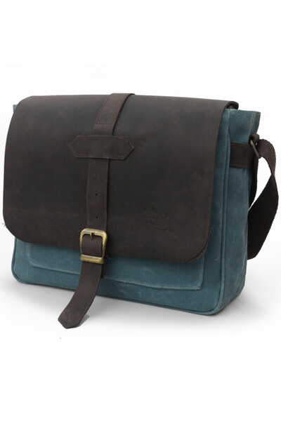 DARK COTTON 7503 Genuine Leather Covered Waterproof Waxed Canvas 15” Laptop, ...