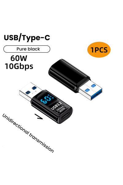 Choice1 محول USB ذكر إلى C أسود من NNBILI مع شاشة عرض رقمية USB 3.2 بسرعة 10 ...