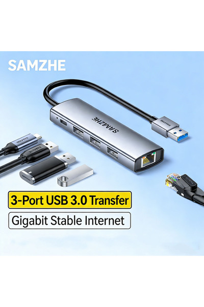 choice2 محول SAMZHE USB A إلى USB3.0 HUB إيثرنت بسرعة 1000 ميجابت في الثانية ...