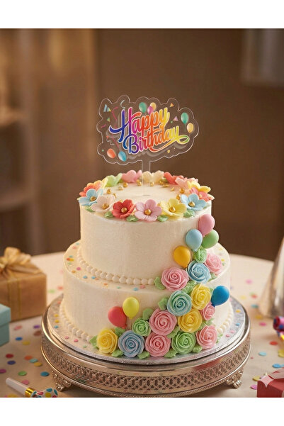BEST PARTİ Happy Bırthday Doğum Günü Pasta Üstü Pleksi Yazı