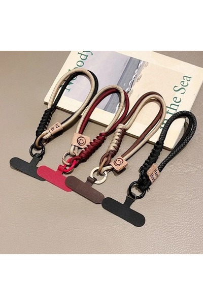 choice2 Black INS British Style Contrasting Woven Phone Lanyard Short Handhel...