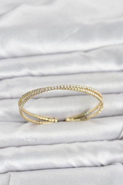 Clariss Brass Gold Color Zircon Stone Cross Model Women's Bracelet