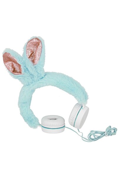 Gjby Ενσύρματα Ακουστικά Κεφαλής Plush Rabbit/ 3.5mm με Καλώδιο 1.2m Μπλέ