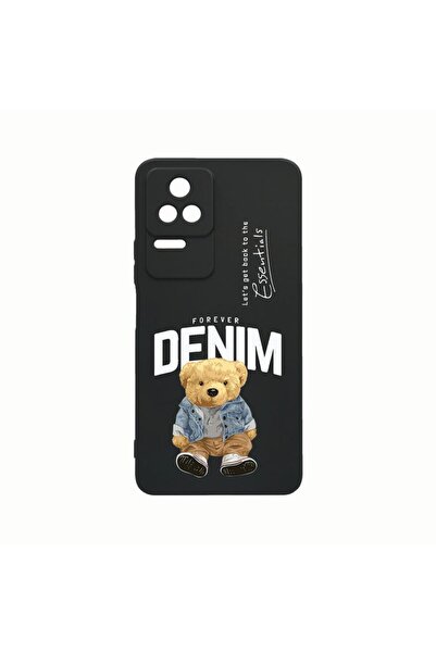 bestcase Husa Silicon, Compatibila Cu Xiaomi Poco M5s, Denim Style Teddy Bear...
