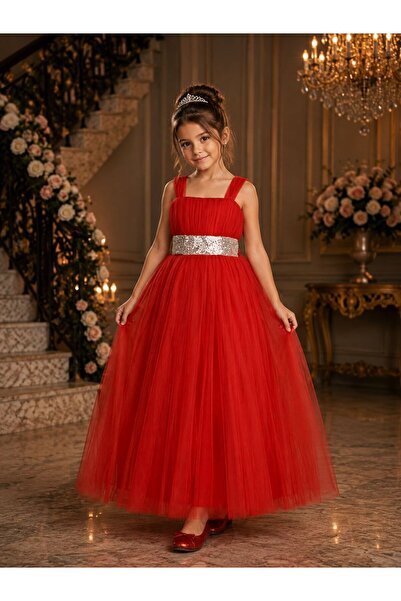 öykümgaleria Girl's Layered Tulle Detailed Party Birthday Wedding Dress