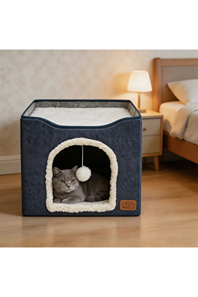 BESTONE 3 Colors Foldable Cat House, 2-in-1 Cat Cave Bed with Scratching Pad,...