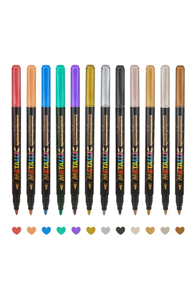 Choice1 12pcs 8/12pcs Metallic Markers Pens, Medium Tip Metallic Markers for ...