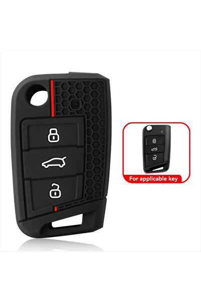 Choice1 Black Red Line Key case cover For VW golf 7 GTI POLO T-Cross T-Roc to...