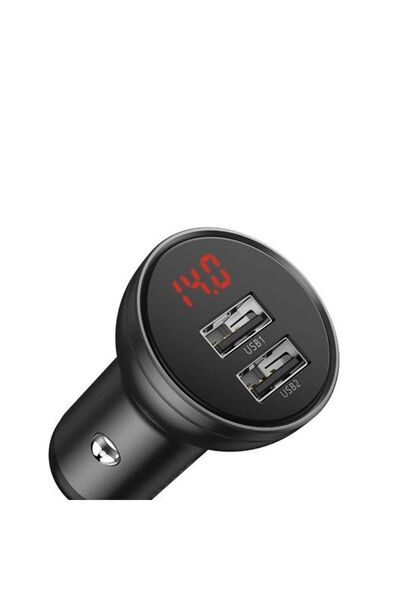 Baseus Φορτιστής Αυτοκινήτου Digital Display Dual USB 4.8A 24W Γκρι
