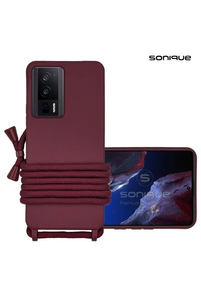 Sonique Θήκη Σιλικόνης με Κορδόνι CarryHang Xiaomi Poco F5 Pro 5G Μπορντό