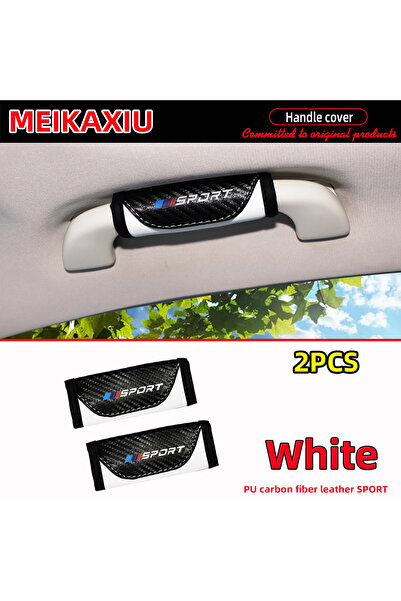 Choice4 WHITE 2 Set Carbon Fiber PU Leather Car Interior Handle Protection Co...