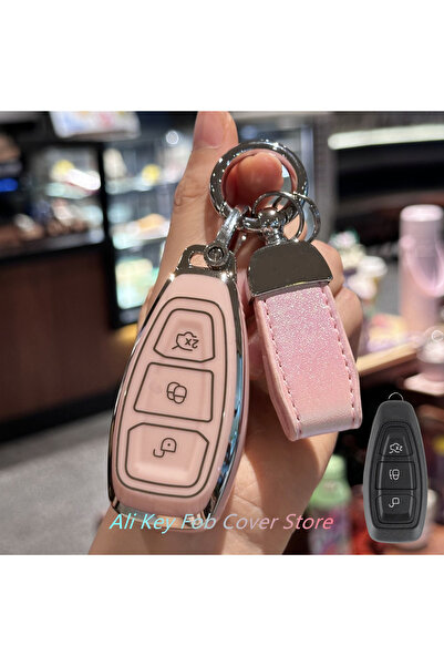 Choice4 with Keychain pink Car Key Case Cover Keychain For Ford Fiesta IV Foc...
