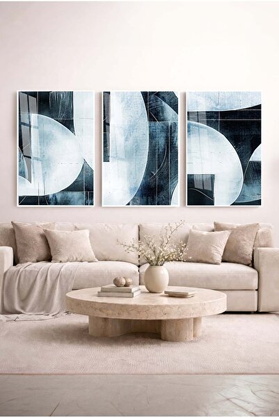 Zevahir Mobilya Dekorasyon The Struggle between Ice and Sky Blue 3-Piece Glas...