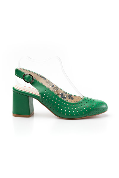 UrbanShoes Pantofi casual cu toc damă, perforaţi si decupaţi la spate din pie...