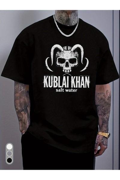 yiou trendy clothing This gothic T-shirt features images of Genghis Khan and ...
