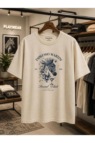 playwear Μπλουζάκι Martını με στάμπα στο στήθος, 100% βαμβάκι, oversized, χαλ...