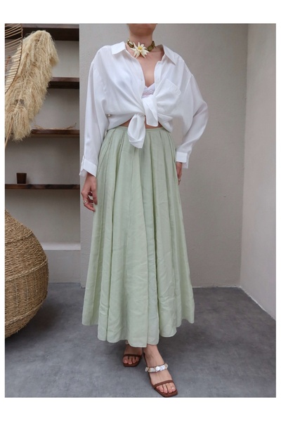 ESRAHELVACI Flared Zippered Long Skirt
