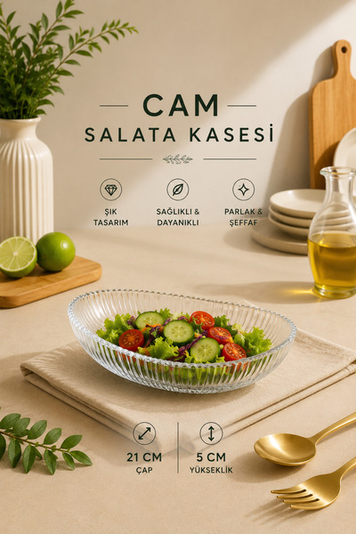 Rotanev Cam Çukur Kayık Sunum Tabağı Şeffaf Servis Tabağı Salata Meze Çerez T...