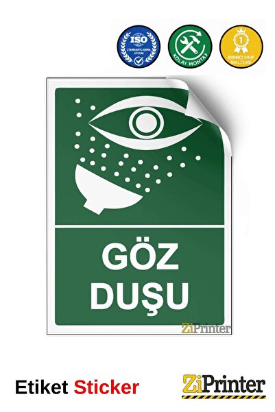 ZiPrinter ملصق لافتة تحذيرية لدش العين 35x50 سم