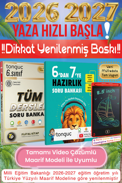 Tonguç Yayınları 6'dan 7'ye Hazırlık Tüm Dersler Soru Bankası Yaz Tatili Kita...