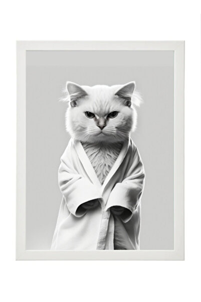 Boomah Accessories Cat in Bathrope , Bathroom Wall Art, Nursery Poster with F...